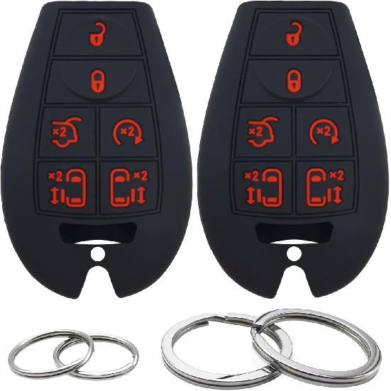 2Pcs Silicone 7 Button Key Fob Cover Remote Case Keyless Protector Compatible with Dodge Challenger Charger Durango Grand Caravan Journey Magnum Ram