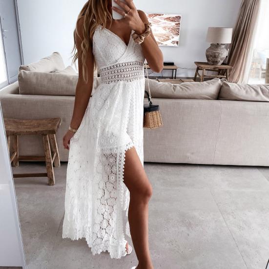 Пляжное платье, кружевное летнее платье с v-образным вырезом и шортами, комбинезон для пляжа