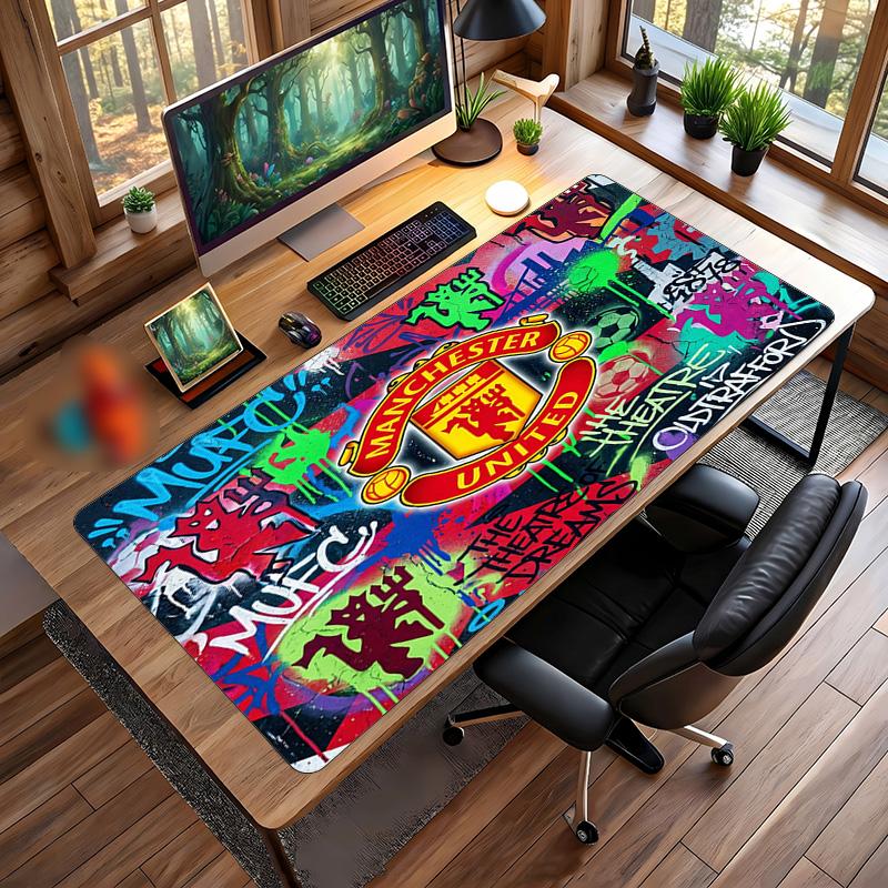 Большой игровой коврик для мыши Manchester United, нескользящий, мягкая резина, для офисного стола, ноутбука, компьютера, Декор