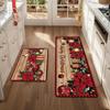 2Pcs Anti Fatigue Kitchen Rugs Christmas Waterproof Non-Slip Thick Cushioned Kitchen Mat Heavy Duty Comfort Standing Mat for Kitchen