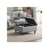 Chaise De Rangement - MUVOE - Banc Relevable - Tissu Doux - Bois Massif - Gris