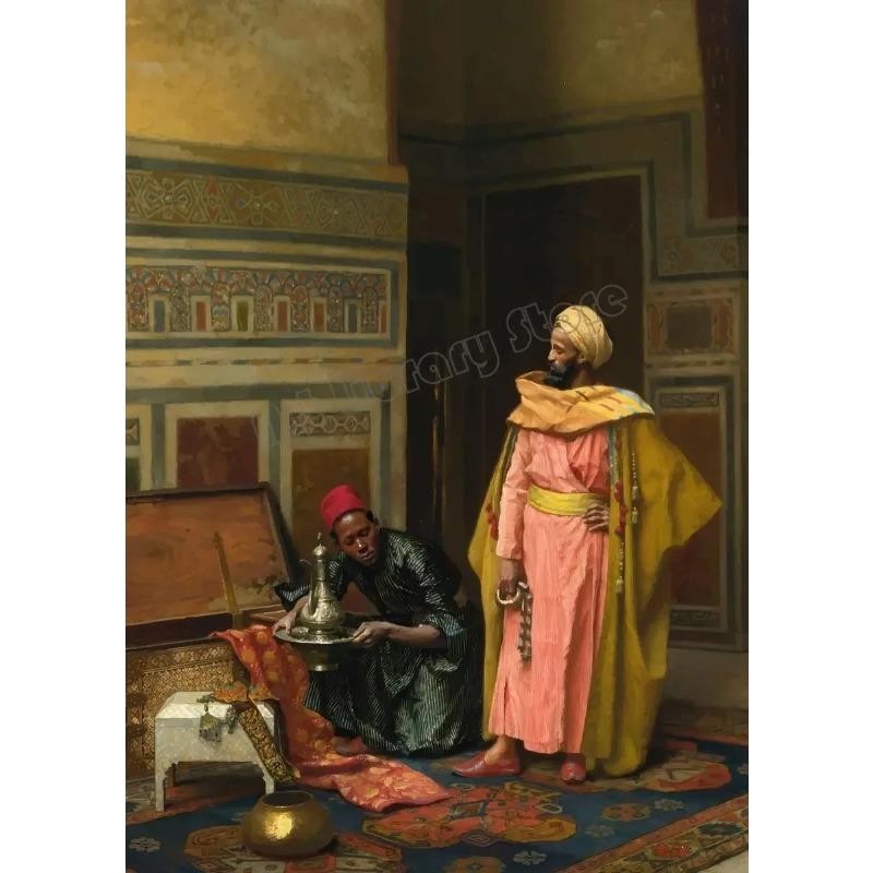 Жером Классическое произведение искусства Арабы Живой пейзаж Постер Арабский ковер Торговец Настенное искусство Картины Холст Живопись для Домашней комнаты Де