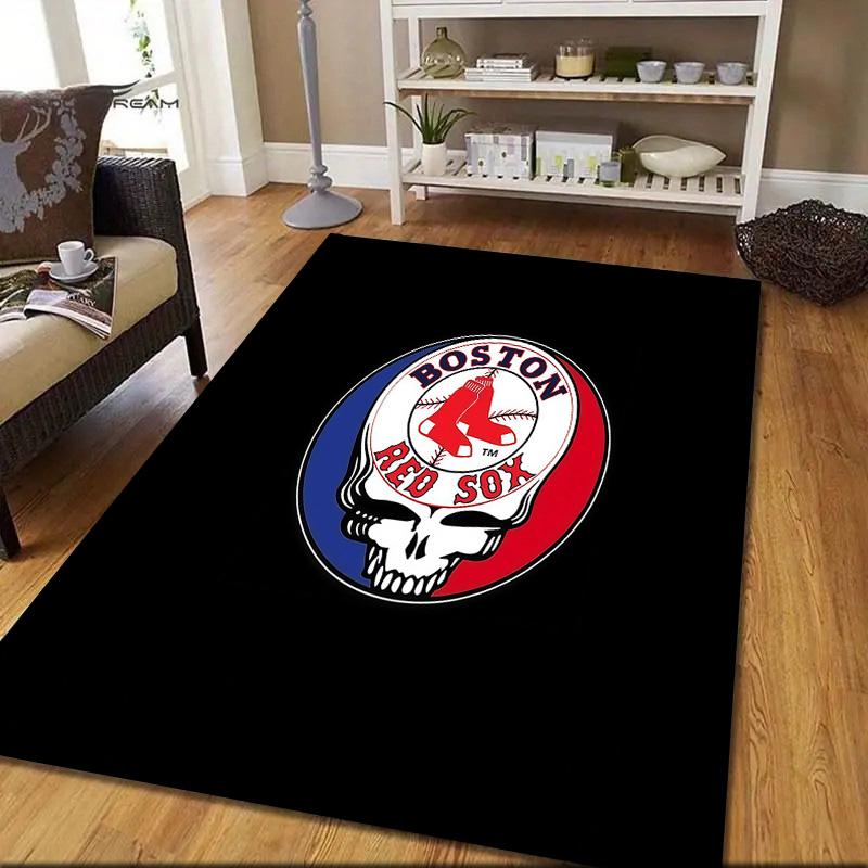 Boston Red Sox2 Flannel Pattern Square Carpet,Area Rug,Carpet Rug for Living Room Bedroom Sofa Playroom Decor,Non-slip Floor Mat