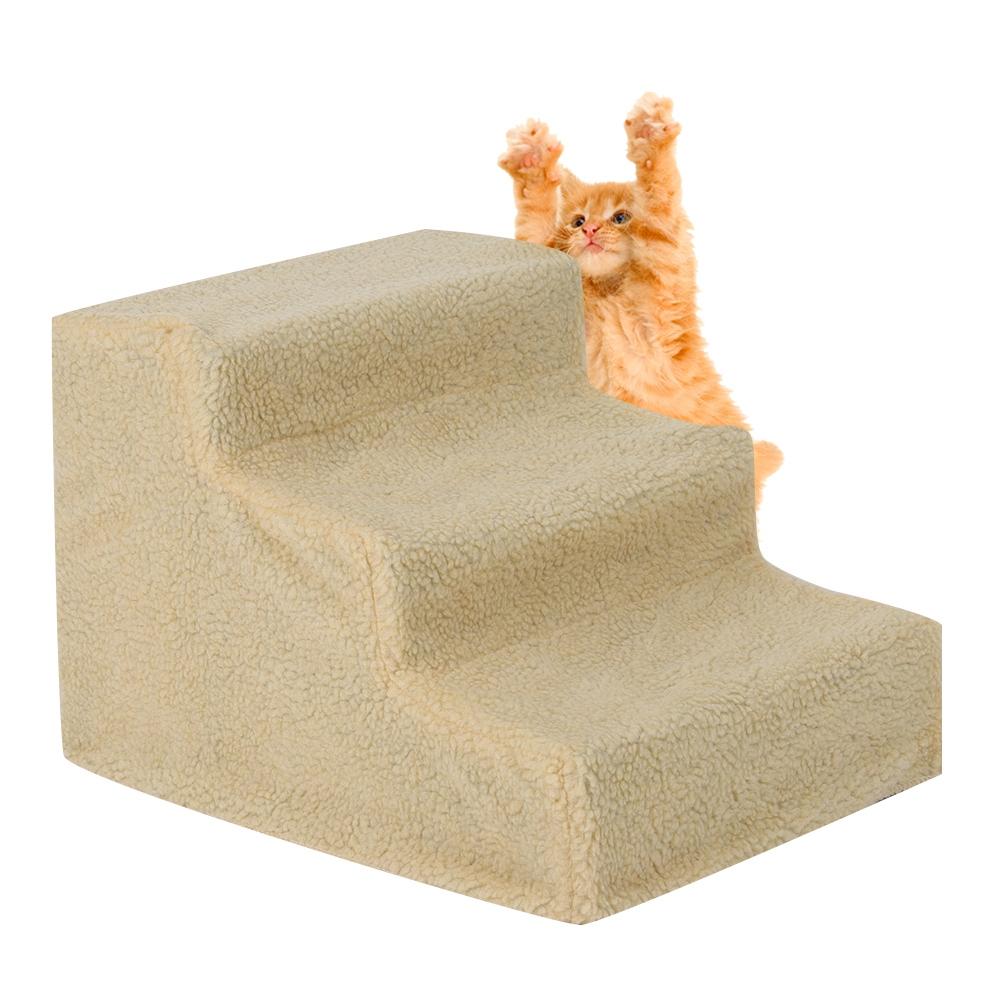 3 ступени для домашних питомцев, собак, кошек, лестница-рампа с removable чехлом для высокой кровати(бежевый)