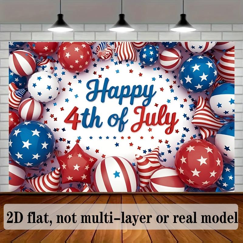 4th of July Birthday Banner, Patriotic Backdrop Wall Decor for Party