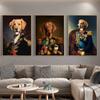 Dog In Military Uniform Canvas Paintings On the Wall Art Posters And Prints Classical Animals Dog Pictures Cuadros Home Decor