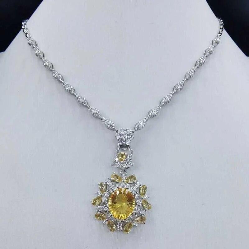 Sace Gems Подвеска для женщин, стерлинговое серебро 925 пробы, 10*12 мм, подвеска с натуральным цитрином, ожерелье, свадебная вечеринка, ювелирные изделия, подарки