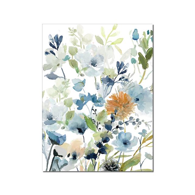 Оригинальный дизайн, абстрактный синий цветок, холст, картина, скандинавское зеленое растение, печать плакатов, настенная живопись для гостиной