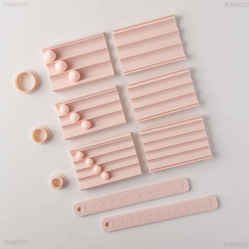 4-20mm Soft Ceramic Round Ball Rolling Mold Kit with Measuring Thickness Ruler Handmade DIY Jewelry Earring Polymer Clay Mould