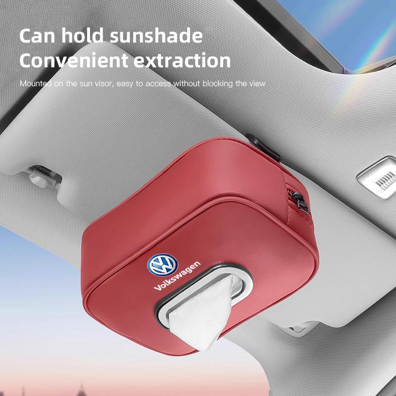 W151Car Tissue Box Car Interior Accessories For Volkswagen Golf Passat b6 Amarok T5 Tiguan Leather Tissue Storage Bag Kleenex Case