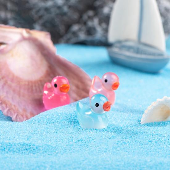 100 шт. яркие цвета, светящиеся в темноте скульптуры утки, яркий внешний вид, мини-светящиеся скульптуры утки из смолы, домашний декор