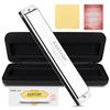 East Top Tremolo C 24 Brass Leather Cleaning Cloth for and Practice Harmonica, Key, Holes, Cover, Case, Included, Beginners, Professionals, Study,