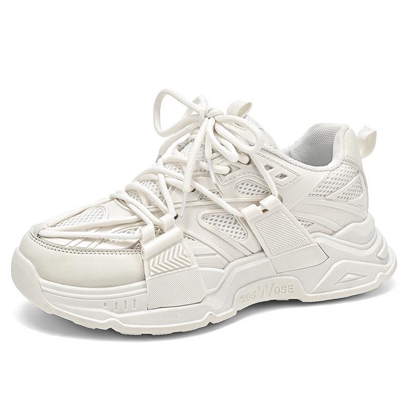 Мужская обувь весна новая универсальная сетчатая дышащая обувь для пап мужская повседневная молодежная на толстой подошве спортивная маленькая белая обувь