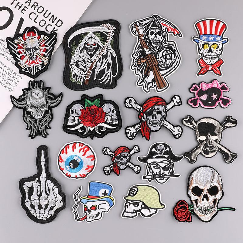 New Embroidered Punk Style Skull Patch Shoe and Hat Decoration Badge Clothing Accessories Embroidery Cloth Sticker