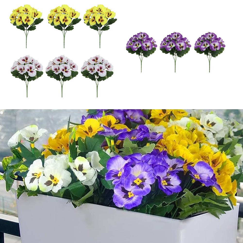 Vibrant UV-Proof Faux Pansy Flowers - 9-Piece Summer Décor Set! Household Supplies Household Merchandises