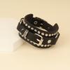 Punk Black Cuff Wrap Leather Studded Bracelet Wristband Metal Rivets Stud Bangle for Women Men Rock Gothic Jewelry