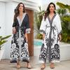 Cross-border European and  New Cardigan Kimono Bikini Sunscreen Plus Size Dress Swimsuit Outer Blouse 3898