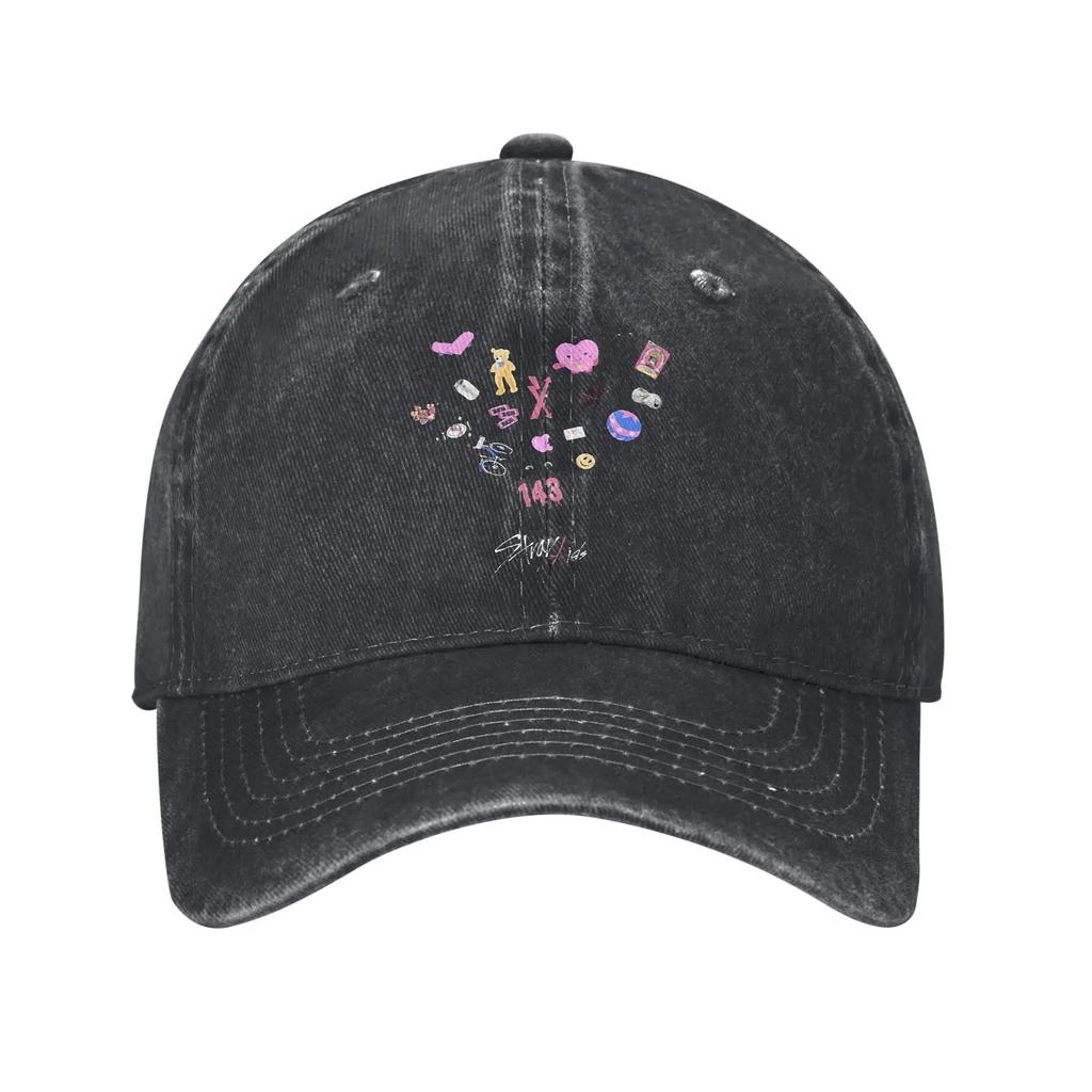 Kid Sun Baseball Cap Stylish Women Unisex Felix Bangchan Washed Hip Hop Hats Adjustable Print Kpop Logo Strays Rock Baseball Caps