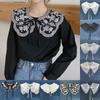 Women Necks Embroidered Detachable Doll Collar Lace Fake Collar Bow Blouse Shirt Accessories