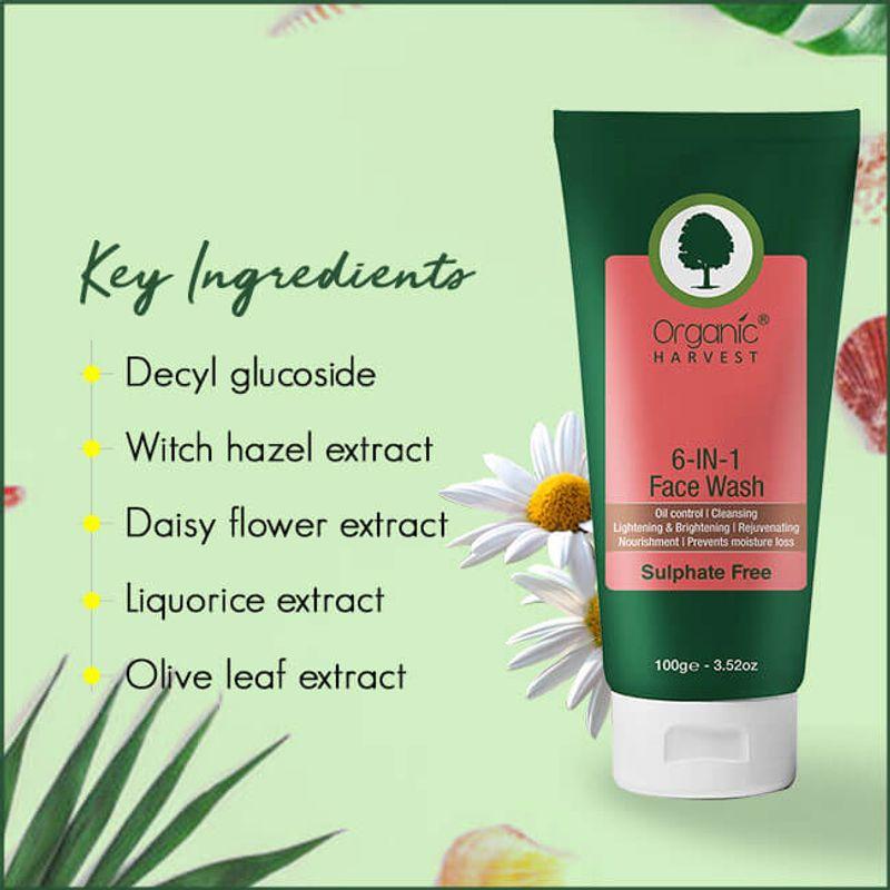 Organic Harvest Средство для умывания 6-в-1 – Контроль жирности и Осветление, 100 г