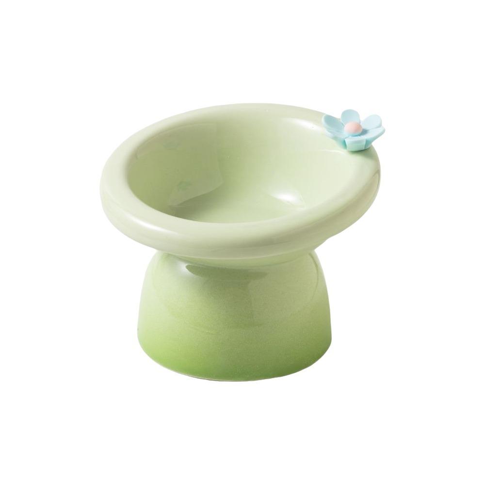 Flower Elevated Cat Bowl Ceramic Pet Food Dispenser Raised Pet Feeder Dog Accessories