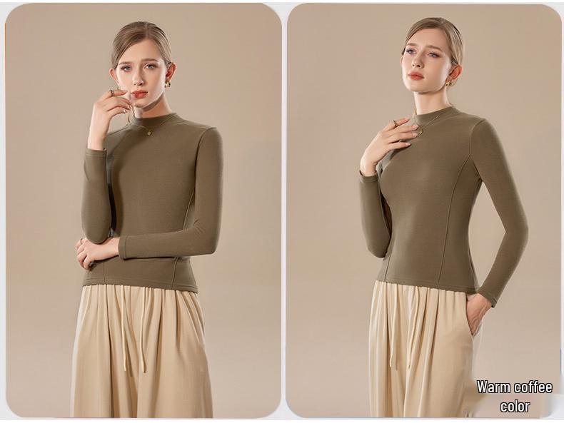 Slim-Fit Half-High Neck German Velvet Warm Mid-Neck Cashmere Knitwear Top