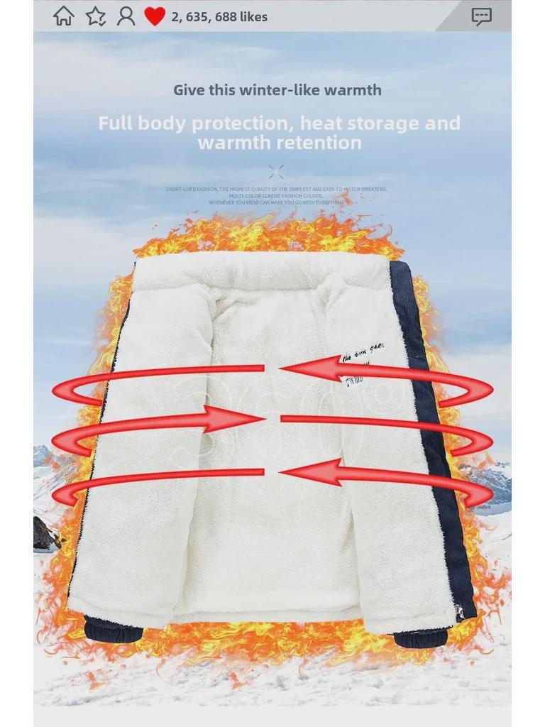 Модная вельветовая двухсторонняя хлопковая куртка для мужчин: Зимний бархатный наряд из толстой овчины, теплый парный наряд.