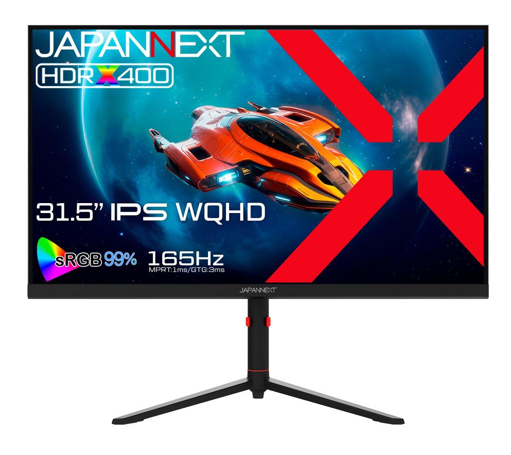 JAPANNEXT Inch Gaming Monitor 165Hz 1ms WQHD 2560x1440 Resolution IPS Panel Display Light Angle 31.5 (HDMI/DisplayPort/VESA Compatible/height