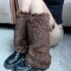 Chubby Furry Leg Warmers Solid Colors Y2k Leggings Thickened Stockings Women  Women