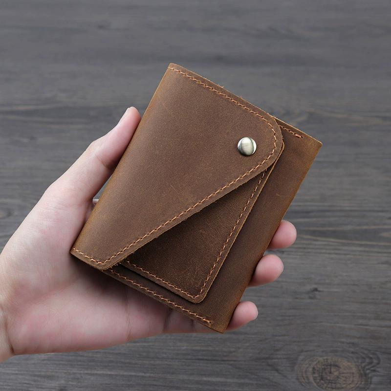 Ретро короткий мужской кошелек из натуральной кожи первого слоя, мужская сумка из натуральной кожи, женский маленький кошелек, держатель для карт, чехол для монет, чехол для монет Tide