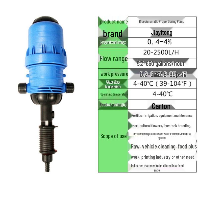 Пропорциональный насос с приводом от воды для ирригации, внесения удобрений, автомойки и аквакультуры.