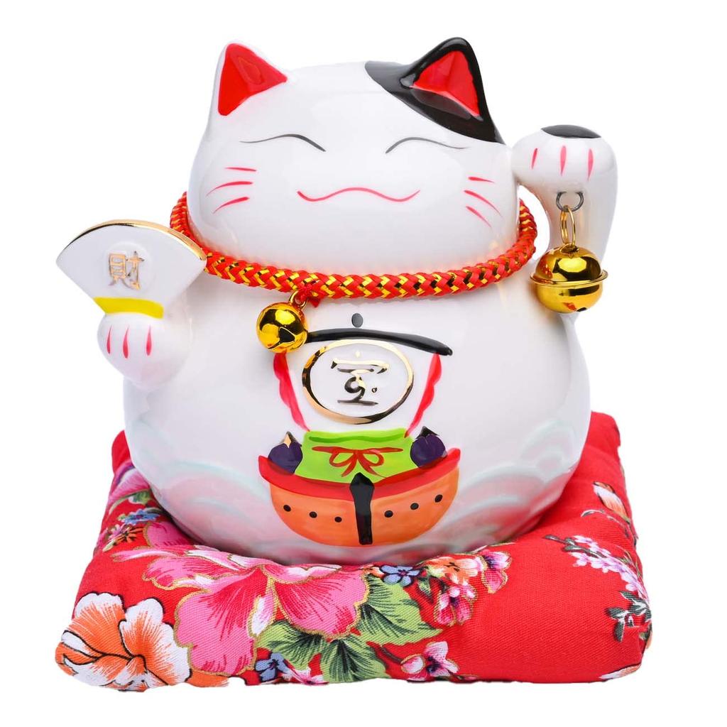 Good Luck Loto Treasure Ship Lucky Cat Piggy Bank 2 Bells and Super Fluffy Cushion and Wallet Protector To Improve Your Financial Luck A Piggy Bank