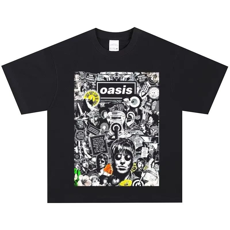 Oasis Oasis Группа Рок Американский Ретро Футболка Старая Улица Хлопок Принт Свободный Короткий Рукав
