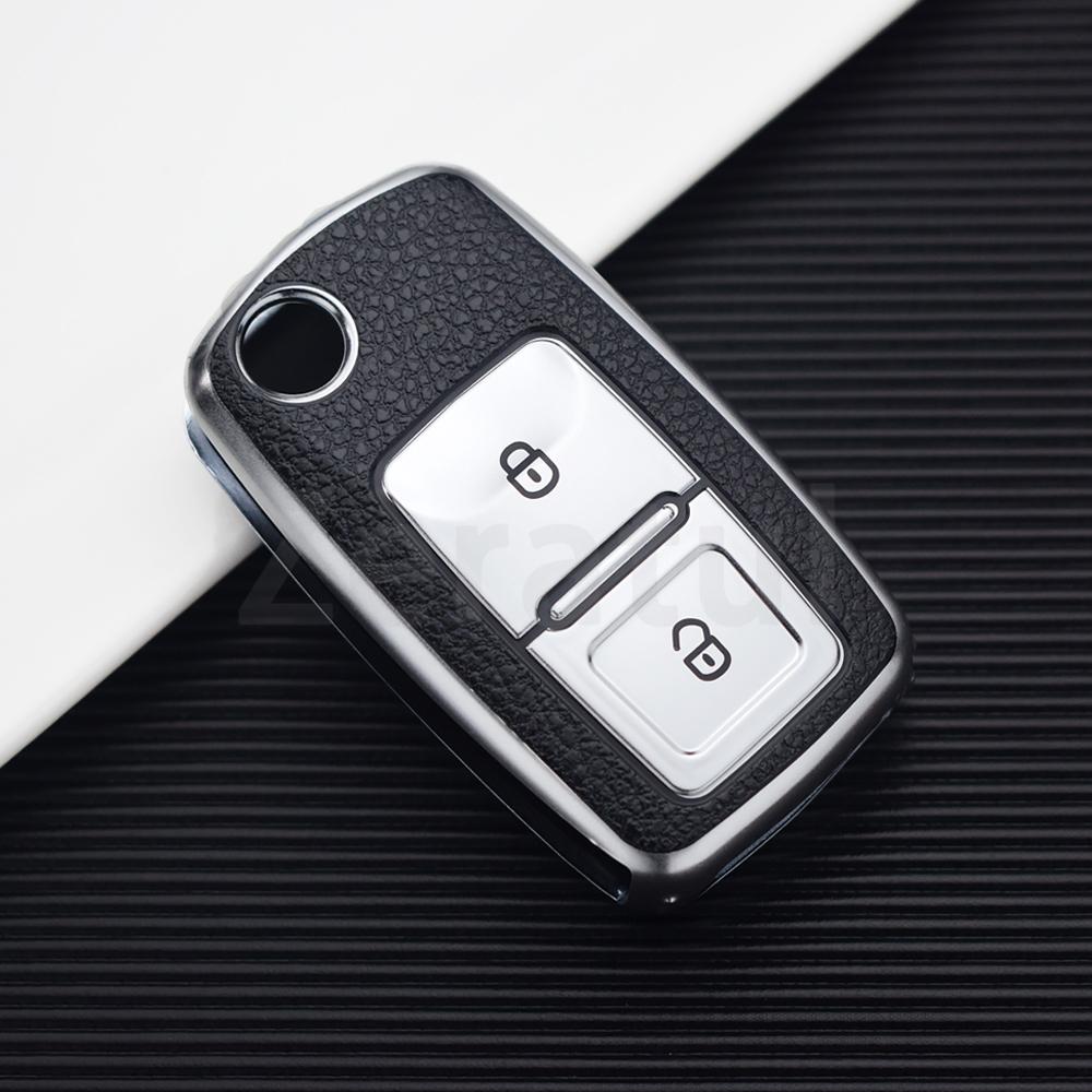2/3 Buttons TPU Leather Car Key Case Cover Shell Fob Bag for VW Volkswagen Polo Tiguan Passat Golf Jetta Lavida Skoda Octavia
