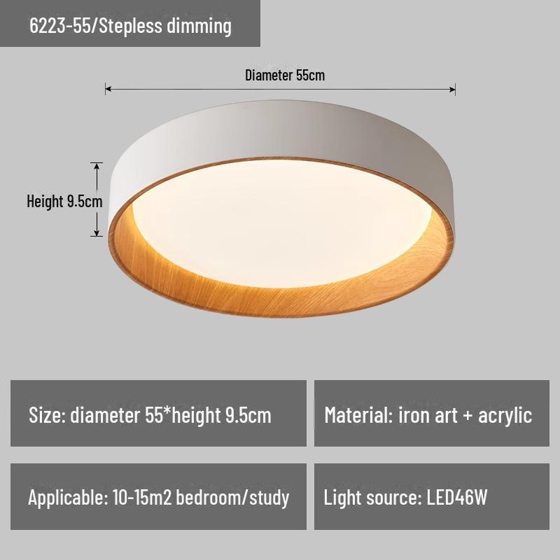 Nordic Wabi-Sabi Wood Grain LED Ceiling Lamp for Bedroom and Living Room