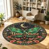 Butterfly Moth Dragonfly (55) Theme Circular Crystal Velvet Carpet Customized Name & Text Round Soft Floor Rug For Living Room Bedroom Decor