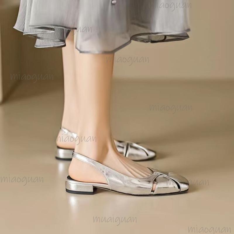 Модные туфли-лодочки с закрытым носком на низком каблуке, женские сандалии, золото, серебро, слипоны, удобная верхняя одежда, летние сандалии из ПУ кожи, zapatos de mujer