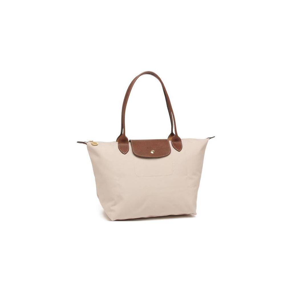 Longchamp Le Pliage 28 Сумка-тоут 'Пельмень' на молнии с кнопкой, с длинными ручками, женская, цвет бумаги 2605089P71