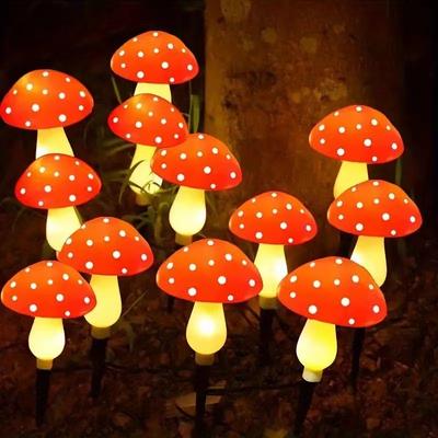 Новый светодиодный солнечный садовый водонепроницаемый декоративный светильник в виде гриба, устанавливаемый на грунт, теплый свет