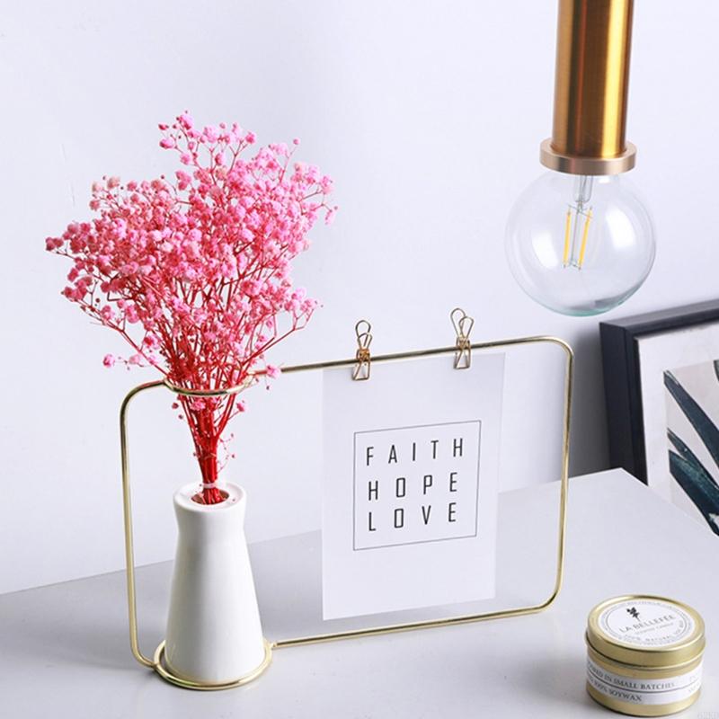 62KD Скандинавская кованая железная фоторамка с вазой, украшение для домашнего настольного декора