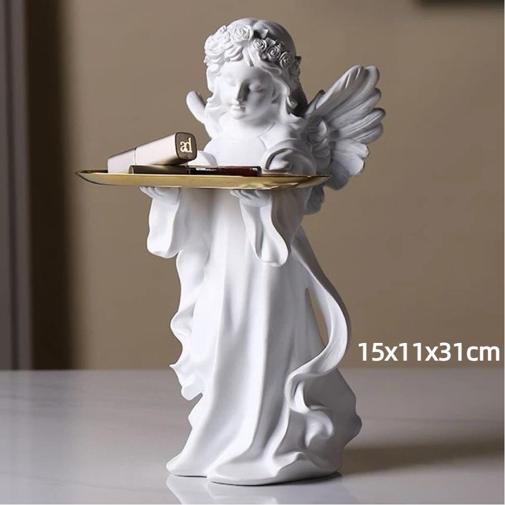 Nordic Creative Resin Angel Figurine, Modern Angel Sculpture Decorative Desktop Ornament