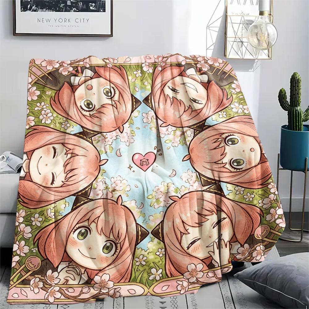 Anya Forger Print Warm Flannel Blanket Cozy Comfortable for Daily Bedroom Picnic Outdoor Sofa.-TING