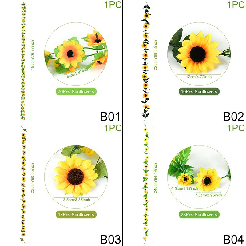 Искусственная лоза с цветками подсолнуха, шелковое искусственное растение, ротанговая гирлянда для свадебной арки, украшения для дома и сада, DIY настенный венок