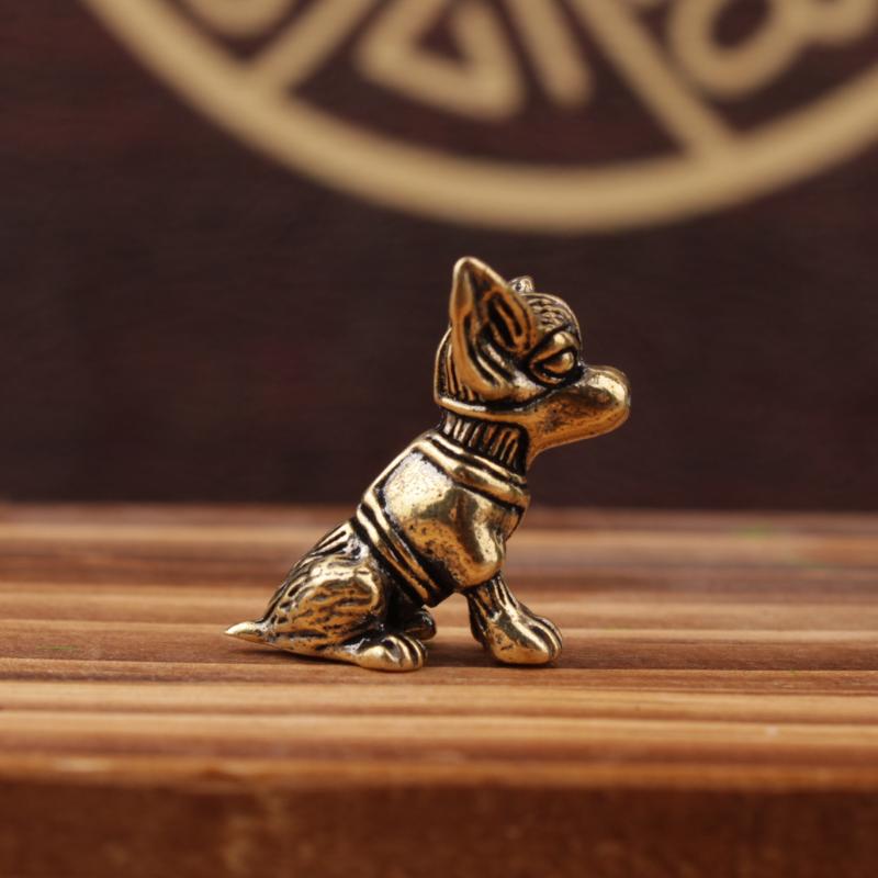 Bronze Sculpture Solid Copper Puppy Brass Ornaments Zodiac Dog Ornaments Antique Old Brass Tea Pet Small Ornaments