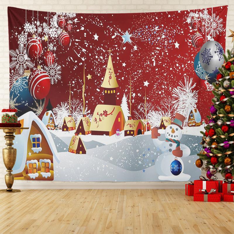Home Decor Tapestry Santa Christmas Tree Print Wall Hanging Room Wall Decor Background Fabric