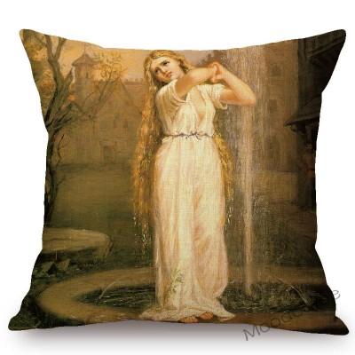 Aestheticism Master John Waterhouse Ancient Greek Myths Goddess Oil Painting Sofa Pillow Case Young Girls Linen Cushion Cover