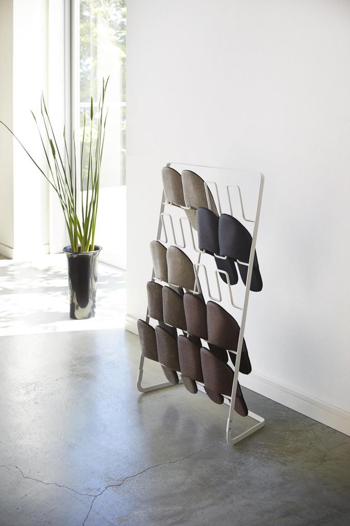 Yamazaki Slipper Rack, 10 Pairs, White, Approx. W43 x D18 x H74cm, Large Capacity, Slim, Product Number 2693