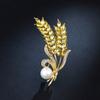 Golden Wheat Ear Brooch, High-end Rhinestone Pin, Women's Autumn and Winter, Simple and Individual Barley Suit Corsage