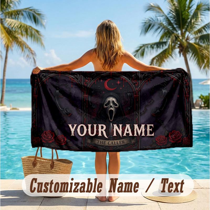 Custom Text Beach Towel, Soft Absorbent Swimming Multi-use TowelScream Ghostface