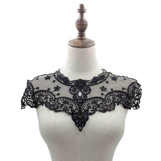 Кружевной искусственный воротник с полой вышивкой, эластичный, съемный, дышащий, моющийся, кружевная аппликация «сделай сам», для швейного магазина